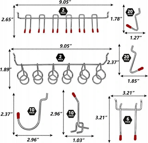 Set of metal hooks (228 pcs) for perforated tool board EAN (GTIN) 6975848992531