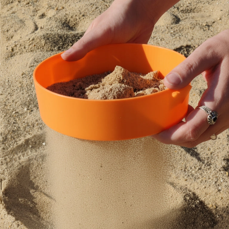Set of orange strainers for sifting sand on the beach for children Brand no brand