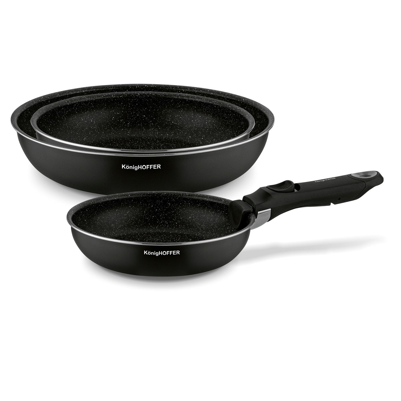 Set of pans with detachable handle Spinel Black 20/24/28 CM Packaging status original