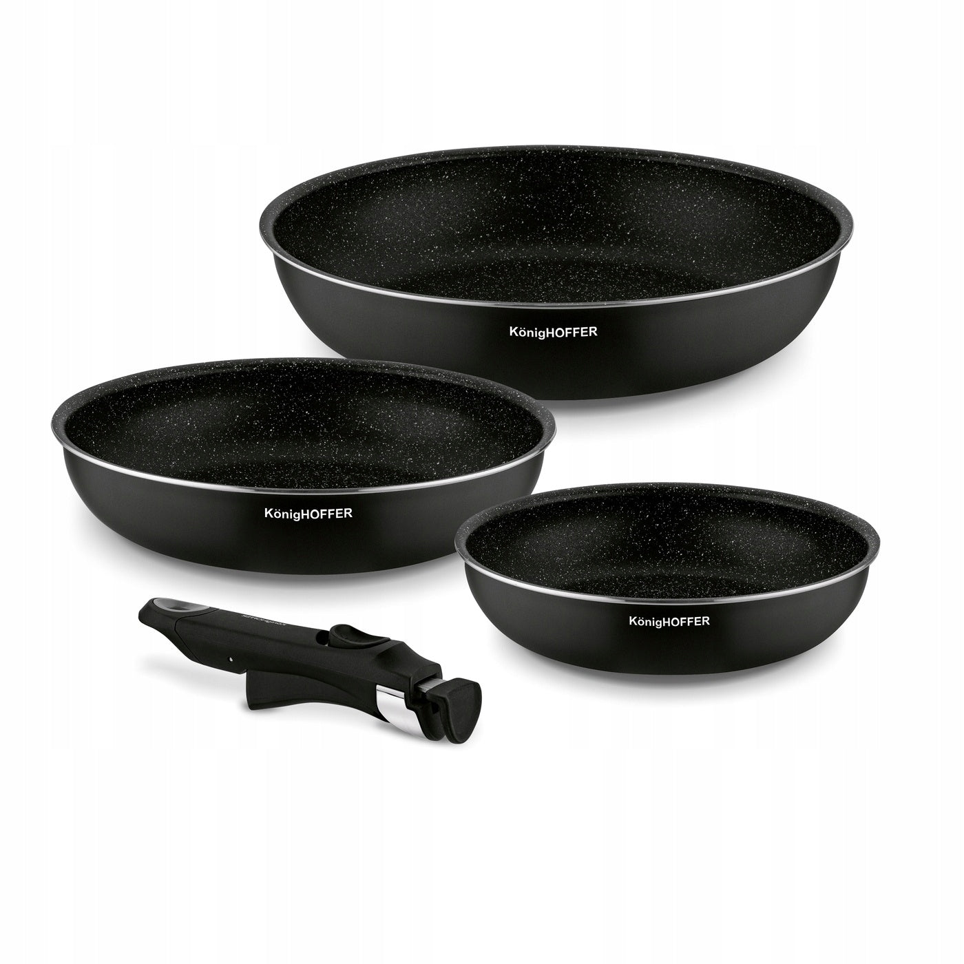 Set of pans with detachable handle Spinel Black 20/24/28 CM