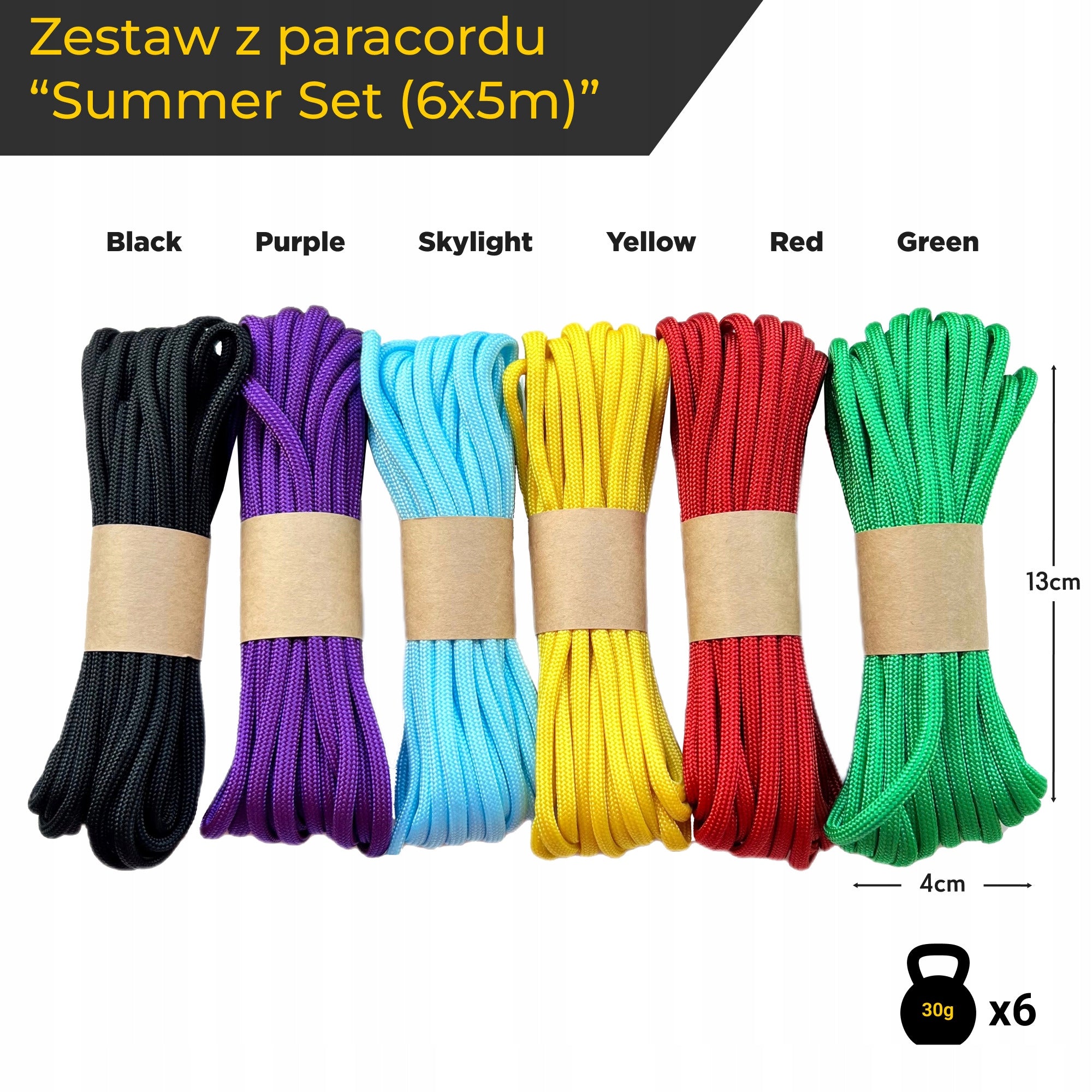 Set of paracord EdcX Paracord 550 "Summer Set (6x5m)" Manufacturer code #mix12