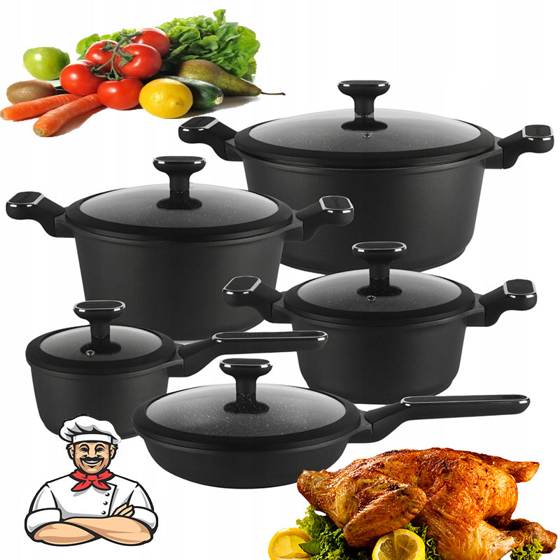 Set of pots ELEGANT SET Edenberg aluminium 10 el. BLACK