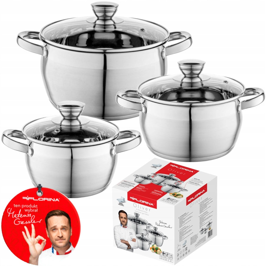 Set of pots FLORINA Oliver 6 part Induction Inox by Mateusz Gessler