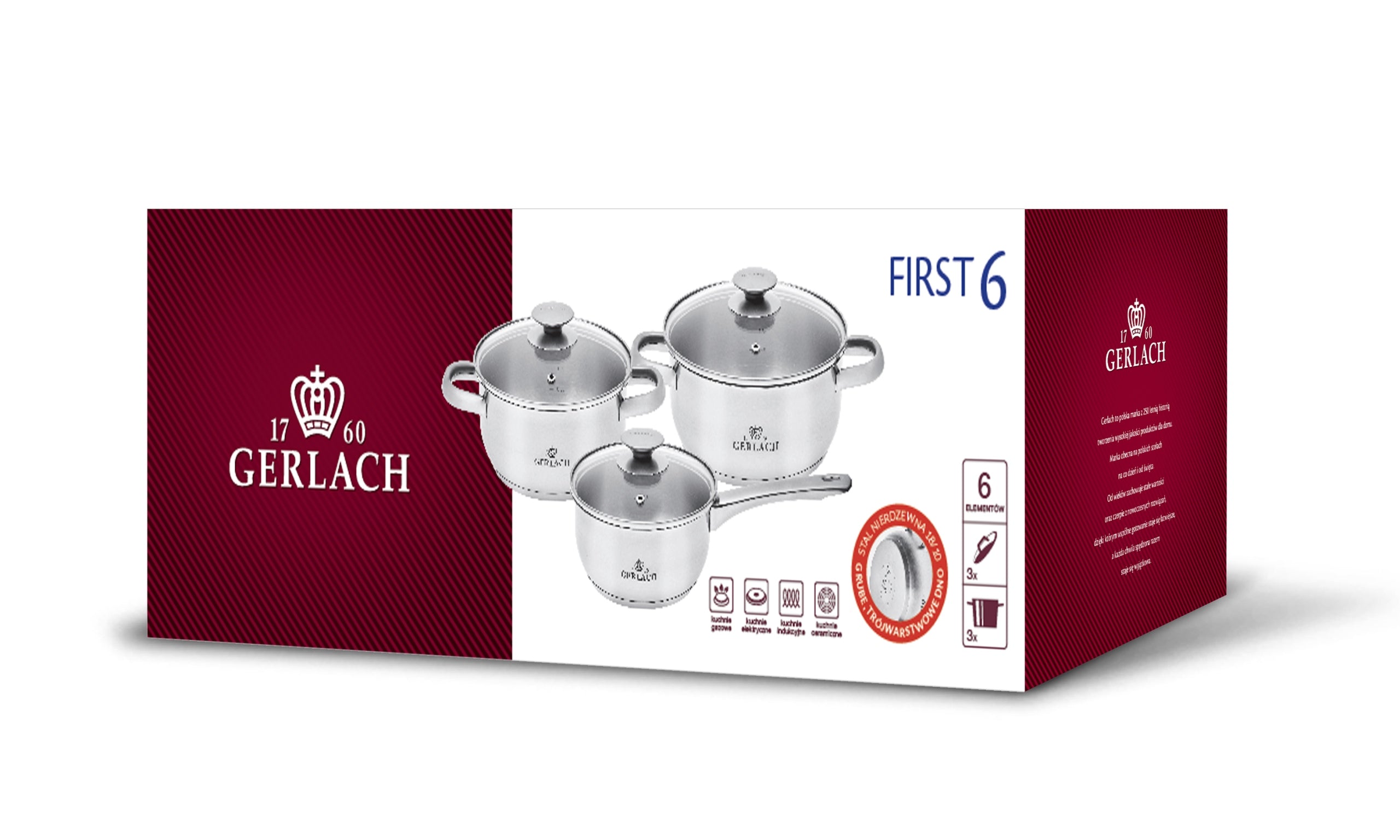 Set of pots GERLACH First 6el. induction silver Color silver