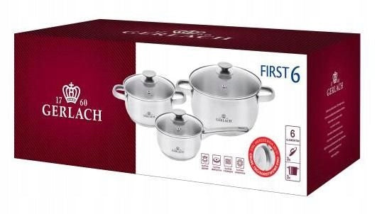 Set of pots GERLACH First 6el. induction silver Number of items in the set 6