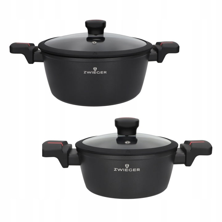 Set of pots ZWIEGER 18 cm 20 cm with lids Induction Gas Red Line