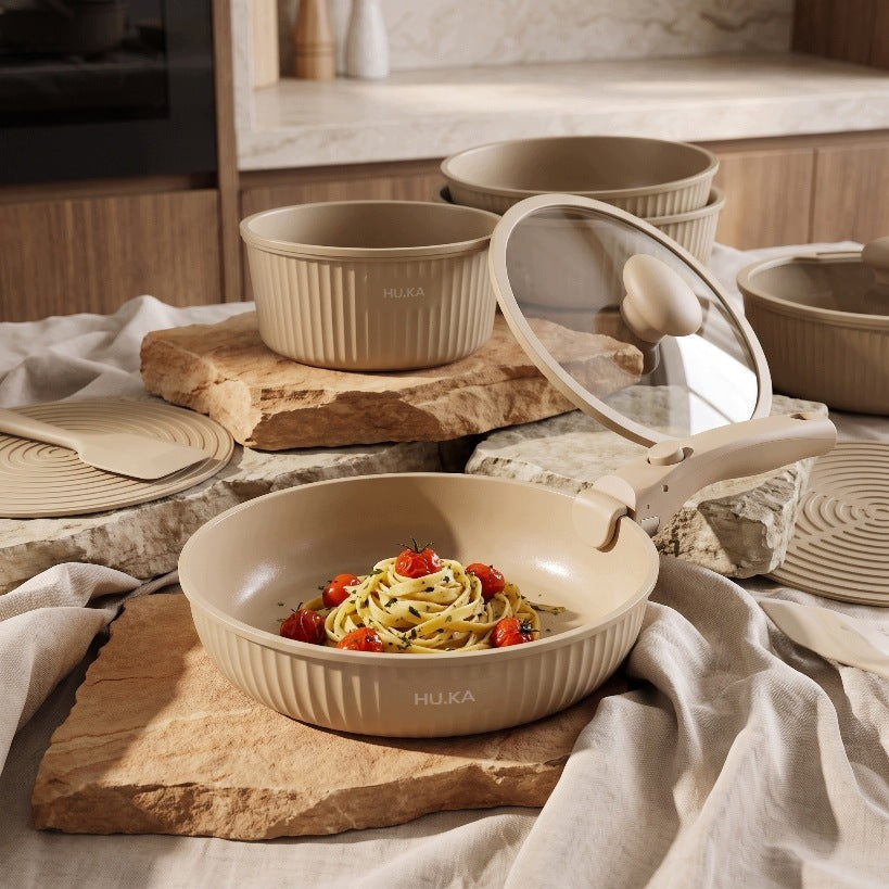 Set of pots and pans 20 el. HU.KA Nestio detachable handle induction Brand HU.KA
