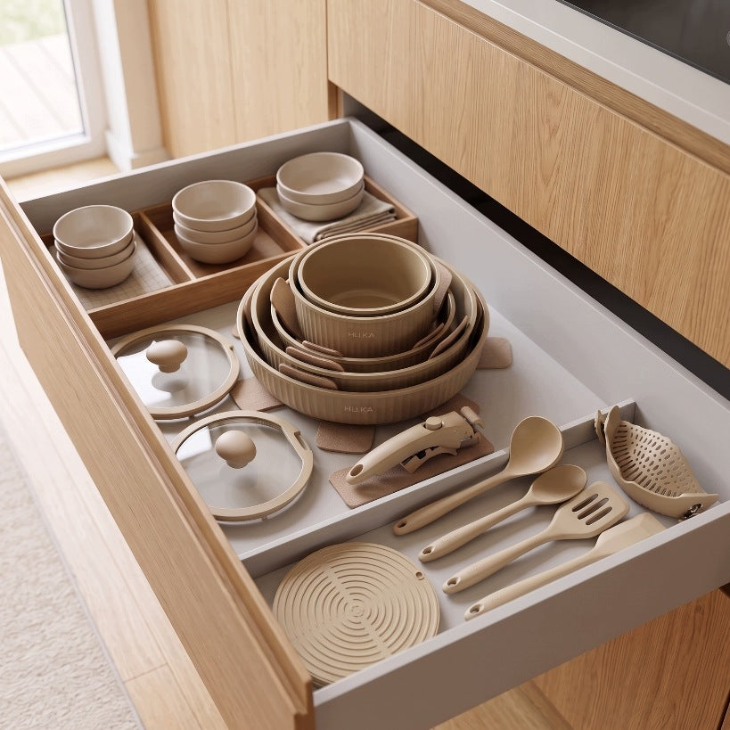 Set of pots and pans 20 el. HU.KA Nestio detachable handle induction Packaging status original