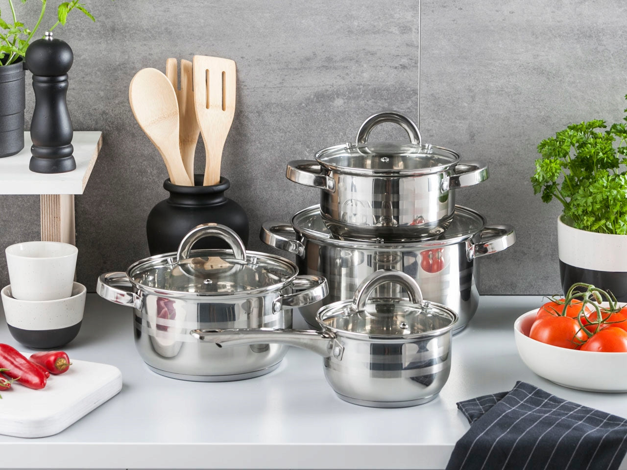 Set of pots stainless steel Altom Design Remo 8 el. induction gas SOLID Manufacturer code 020400469