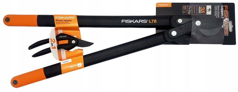 Set of pruning shears Fiskars L78 HOOK Powergear II Shears + Pruner P26 Brand Fiskars