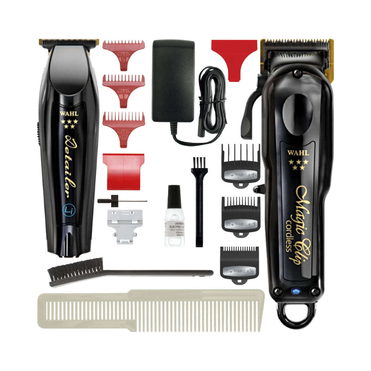 Set of razor and trimmer WAHL Barber Combo MAGIC CLIP Black +DETAILER Black