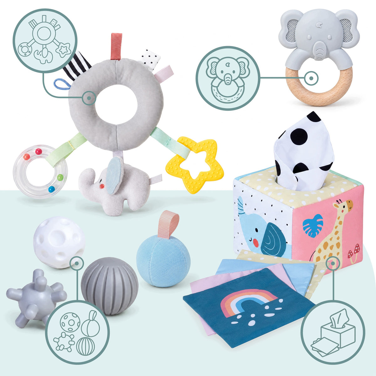 Set of sensory toys for baby Mamabrum 3m+ Manufacturer code MAM377 GIFT BOX