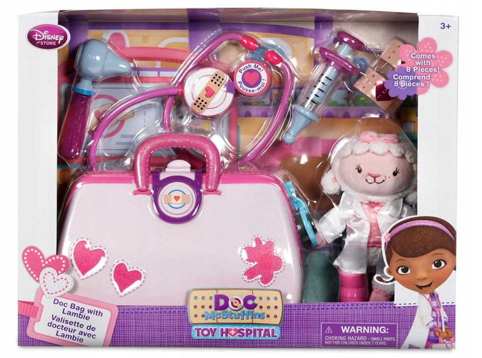 Set of small doctor, for children ,medical bag with sheep Lambie Doc McStuffins