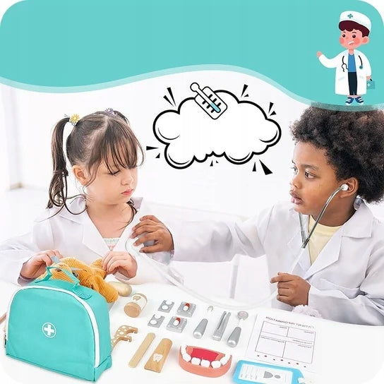 Set of small doctor wooden dentist akcesoria first aid kit stethoscope W081 Manufacturer code W081 Domowiskooo