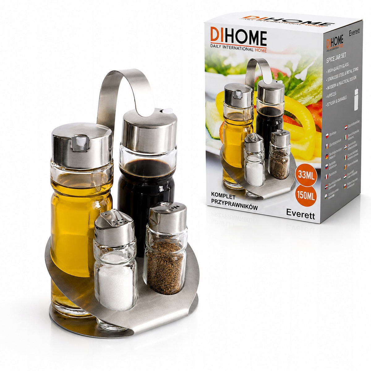 Set of spices Dihome 5 el. glass salt pepper olive oil vinegar SET