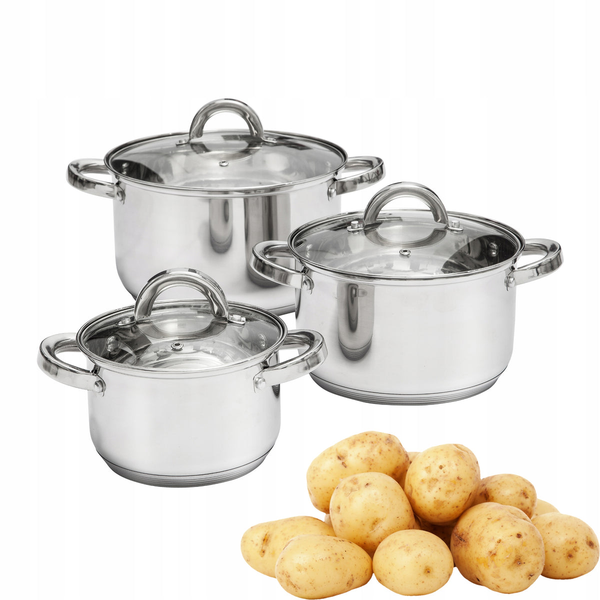 Set of stainless steel pots 6 elements Brand Ambition