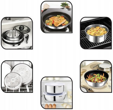 Set of steel pots saucepans Tefal Ingenio Emotion 16/18/20 4el INDUCTION Manufacturer code L9254S14