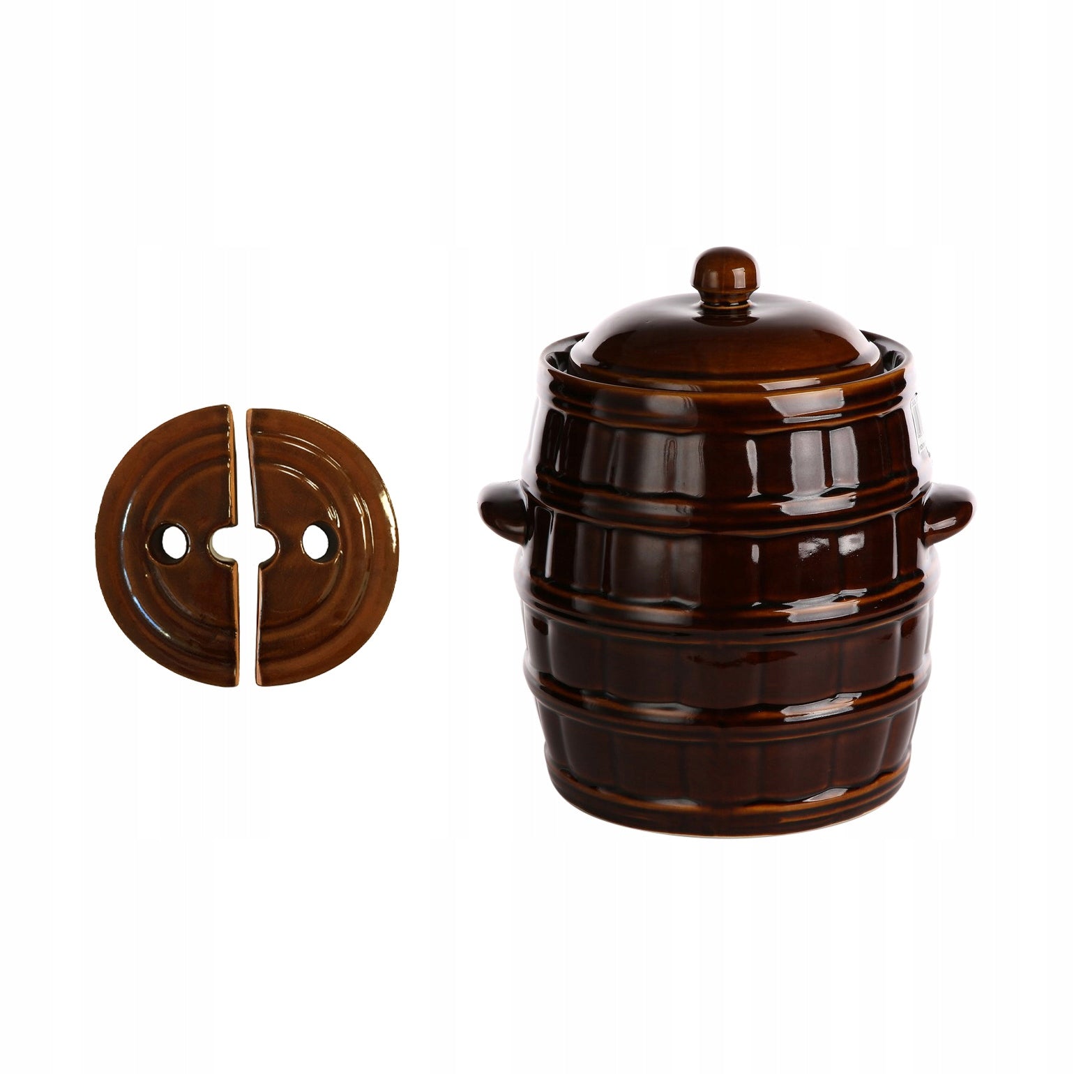 Set of stoneware barrel for hermetic pickling 8 l + pressure stone