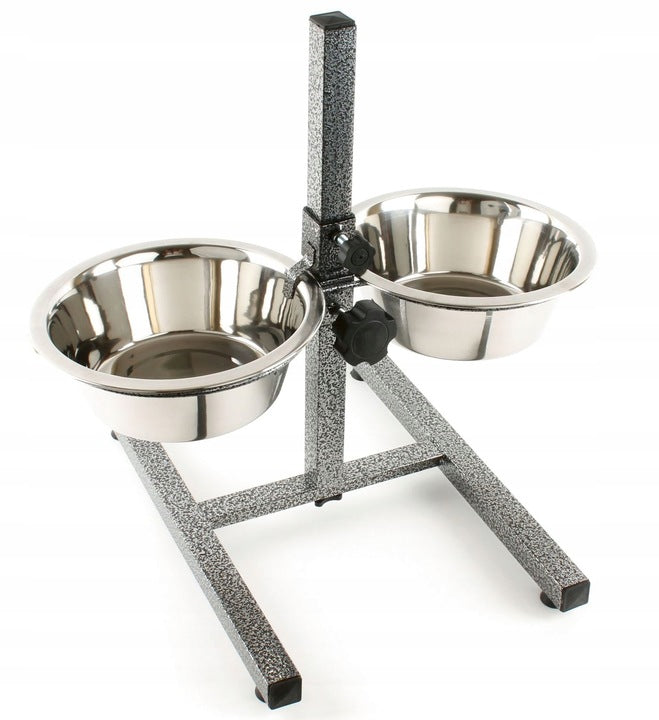 Set of two adjustable bowls for dog eating water Chico silver 1,89l Packaging status original