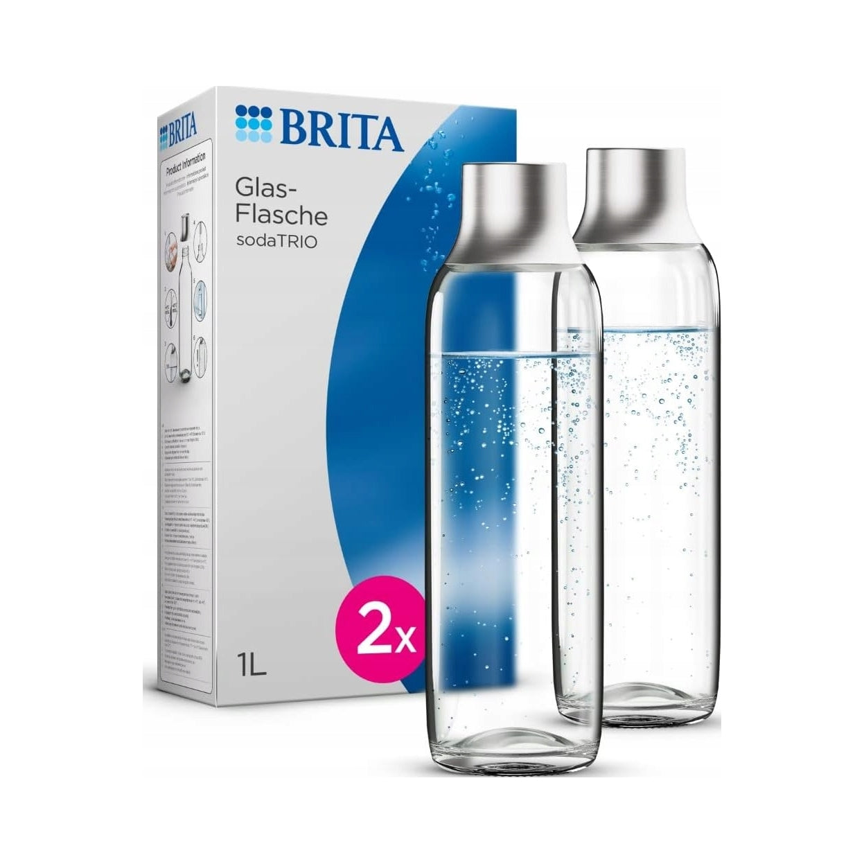 Set of two glass water bottles for saturator Brita sodaTRIO 1l