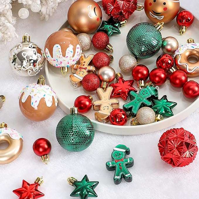 Set of unbreakable baubles 6 cm 42 pcs. for Christmas tree Christmas shapes Brand no brand
