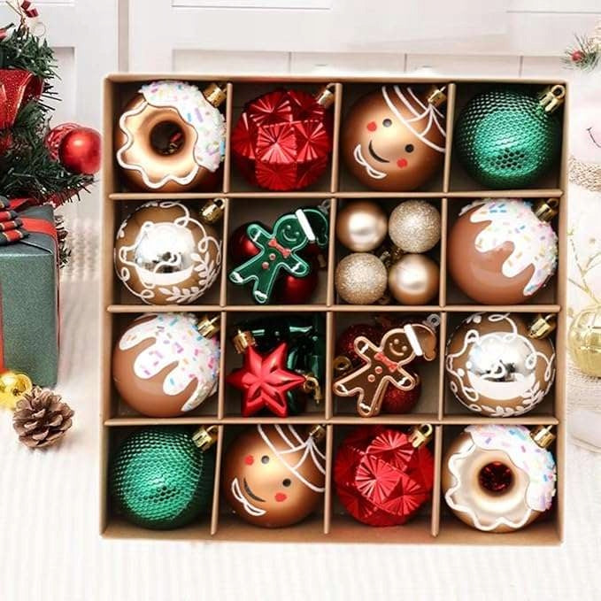 Set of unbreakable baubles 6 cm 42 pcs. for Christmas tree Christmas shapes