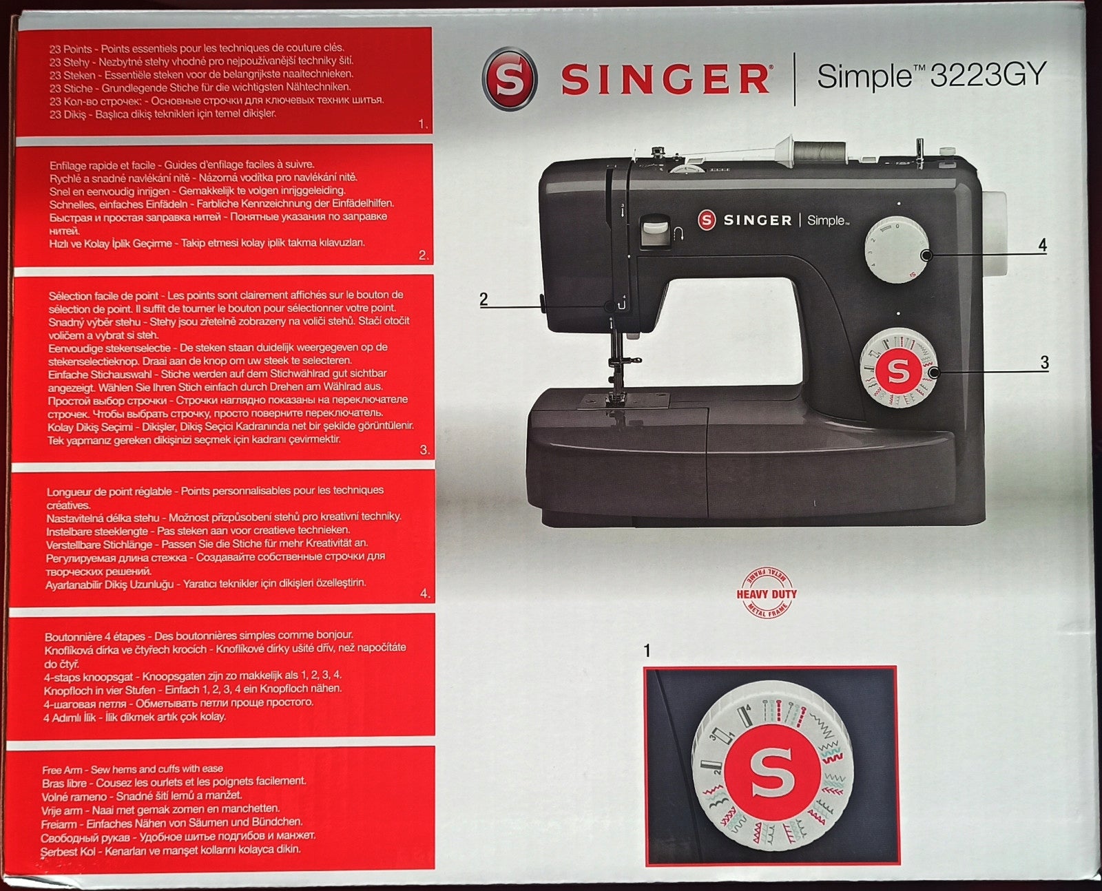 Sewing machine Singer Simple 3223GY Number of stitches 23 Manufacturer code 7393033164447