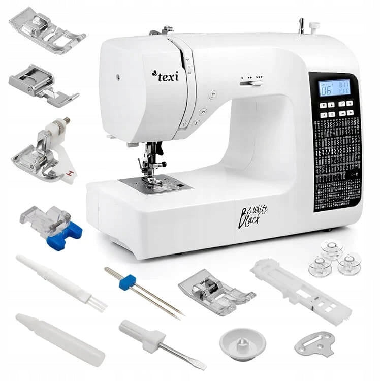 Sewing machine TEXI BLACK&WHITE home computer 200 stitches + alphabet