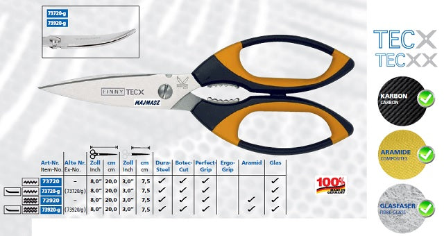 Sewing shears VERY STRONG for Carbon Aramid 20cm 743020 KRETZER Brand Kretzer