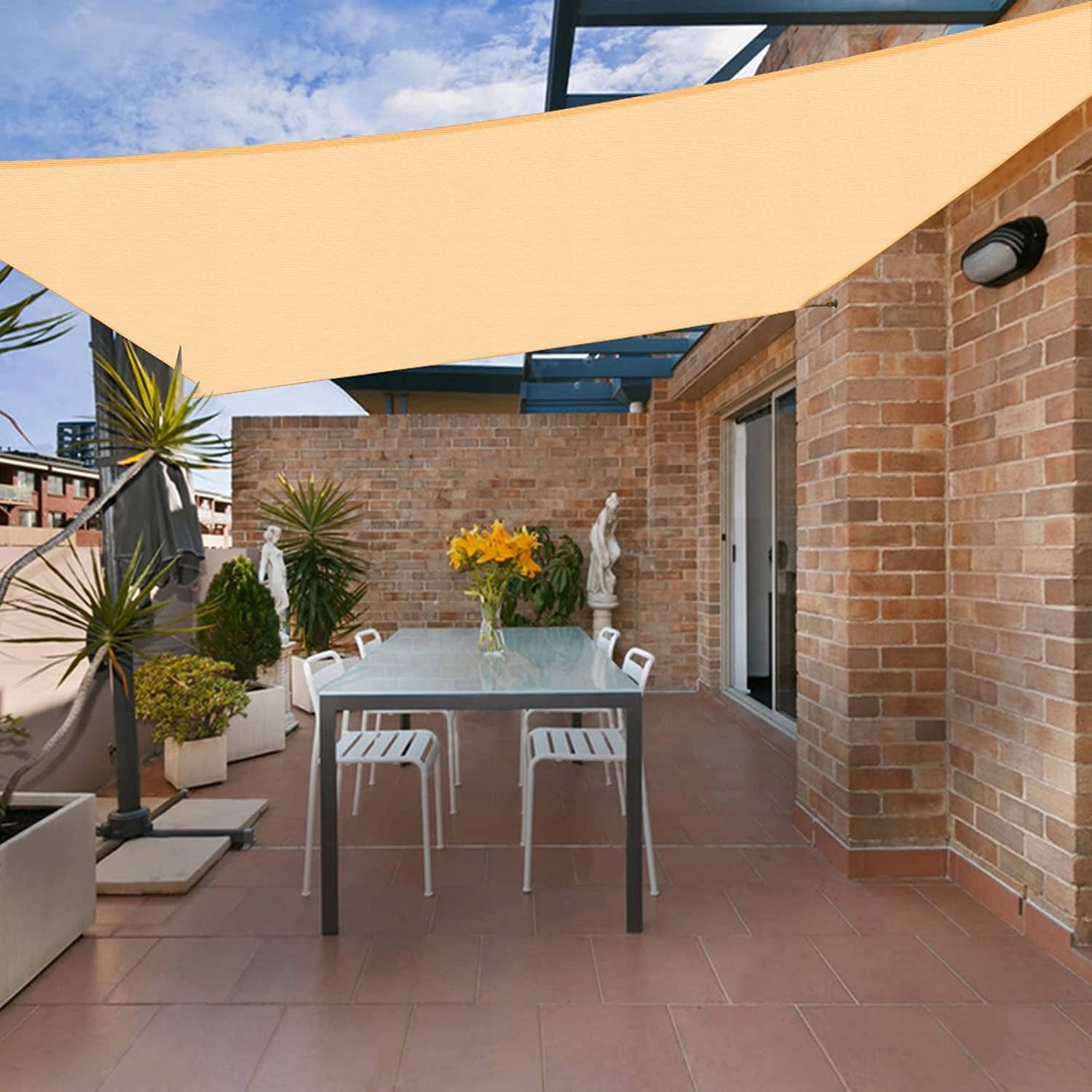 Shading sail waterproof sun rectangle beige 3m x 3m Product width 300 cm
