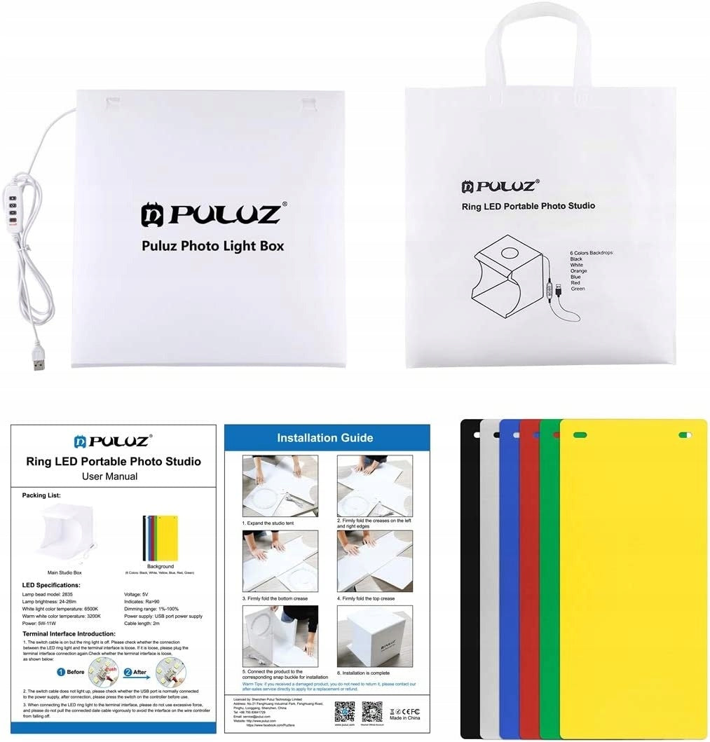 Shadowless photo tent with LED backlight 30cm Puluz Model PU5030
