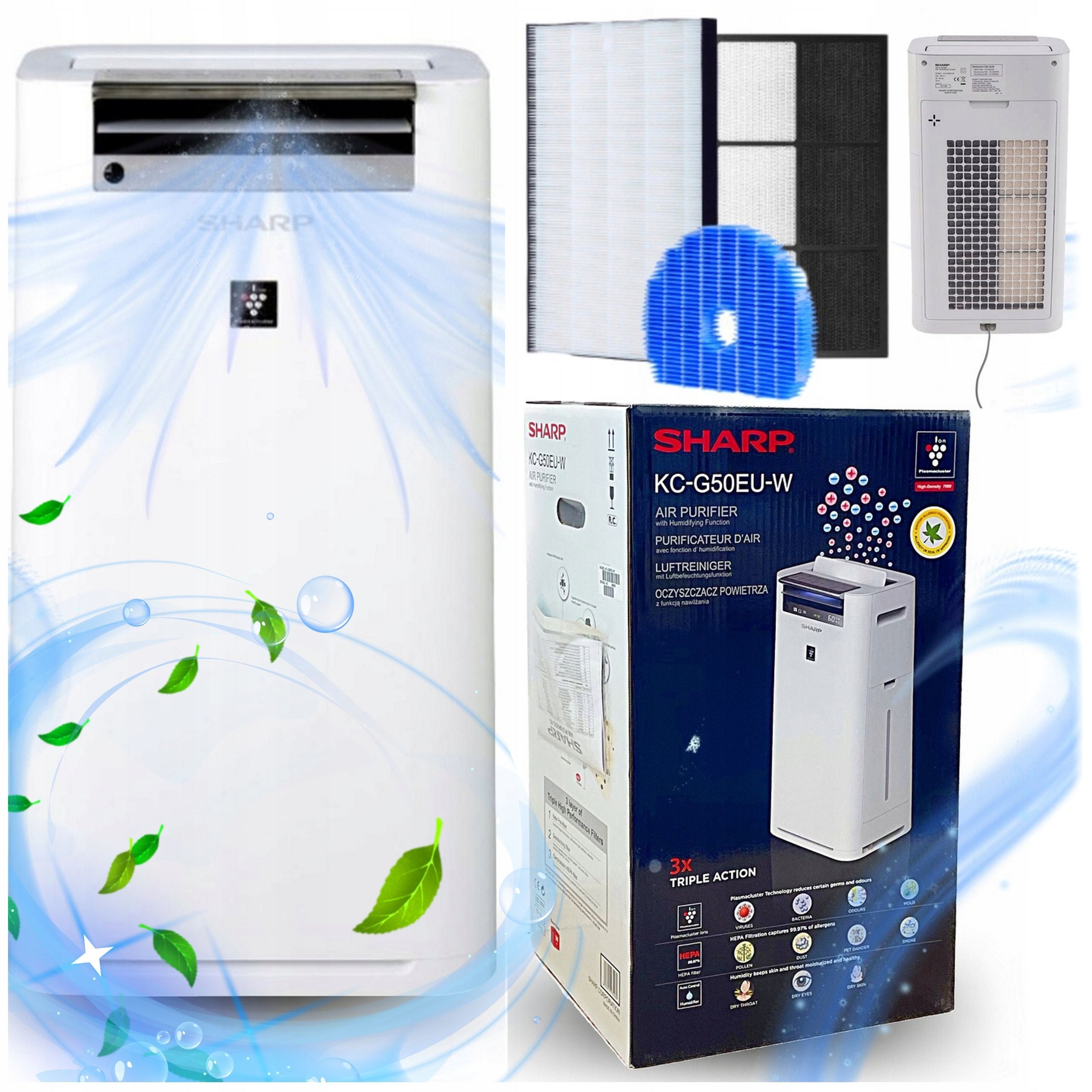 Sharp Air Purifier with Humidifier Ionization KC-G50EUW for Allergy sufferers EAN (GTIN) 4974019934969