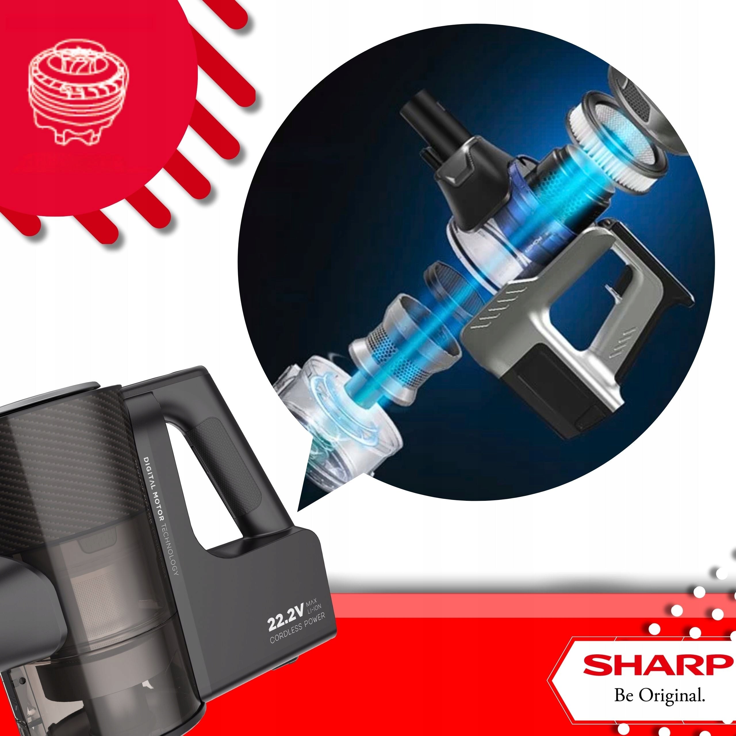 Sharp Vertical Vacuum Cleaner Cordless SA-VP4221BS HOME HAIR Power supply rechargeable battery