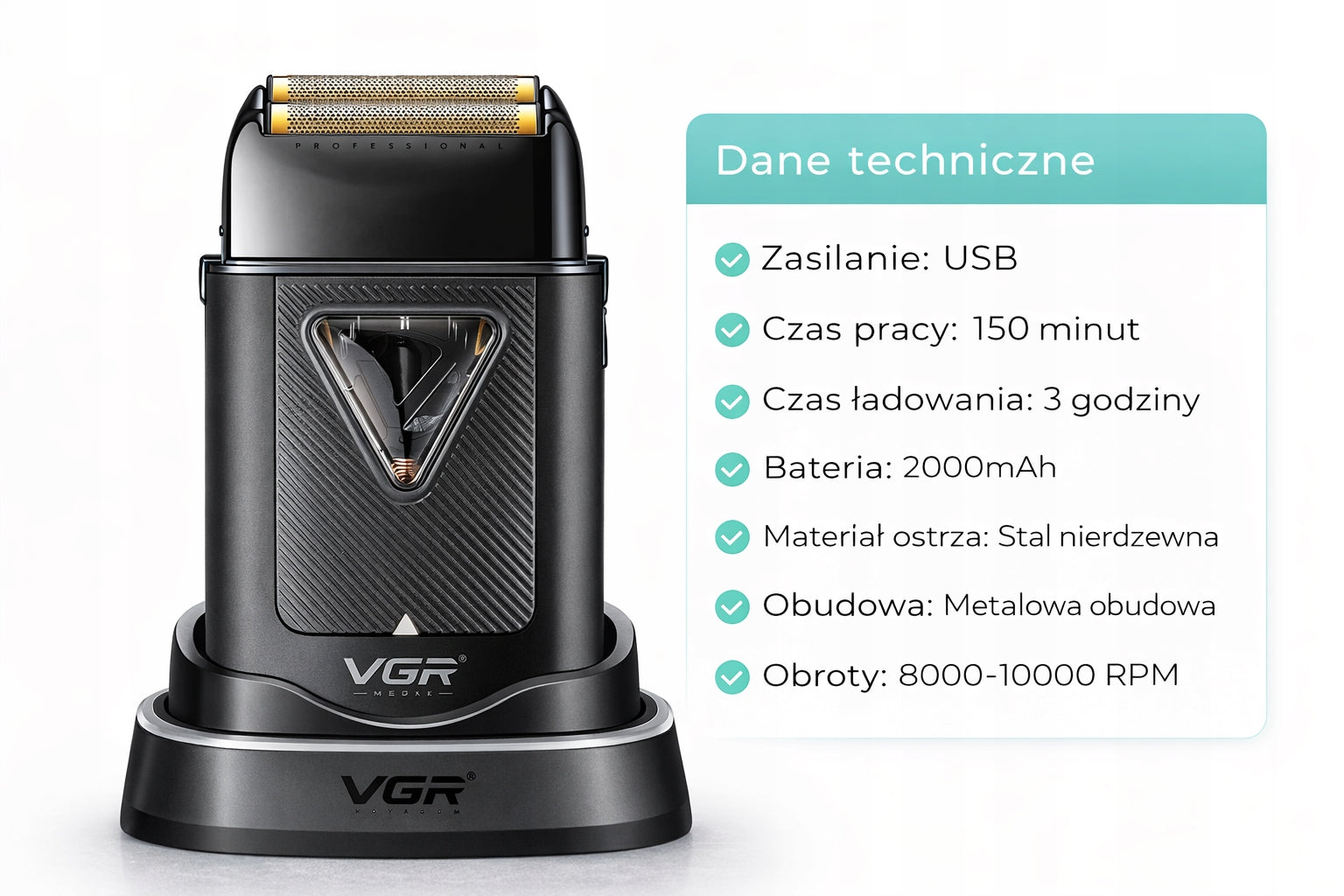 Shaver VGR V-334 powerful vector shaver 10000rpm UV Manufacturer code V-334
