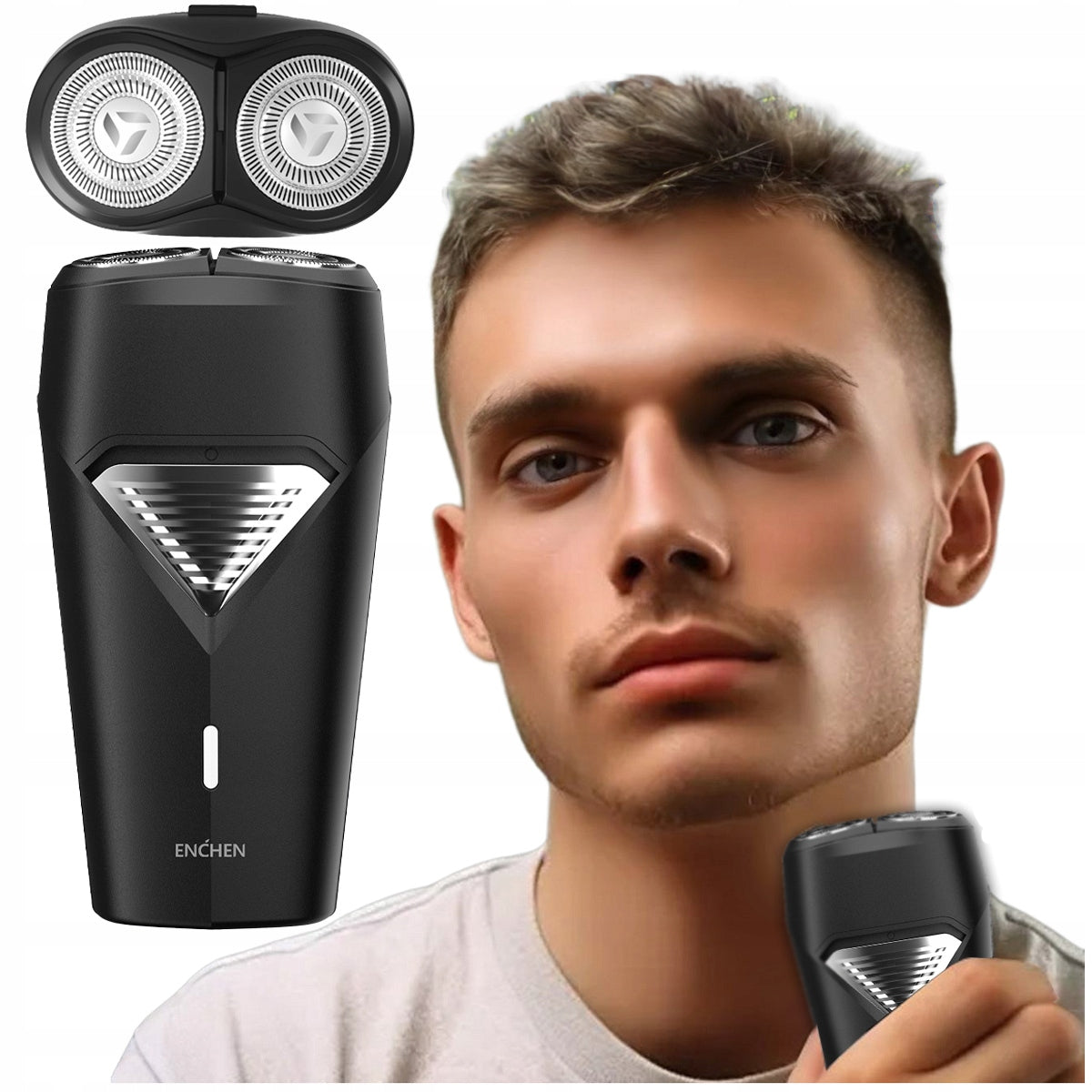 Shaver for facial hair COMPACT TRAVEL WIRELESS MACHINE ENCHEN K3 Batteries included no
