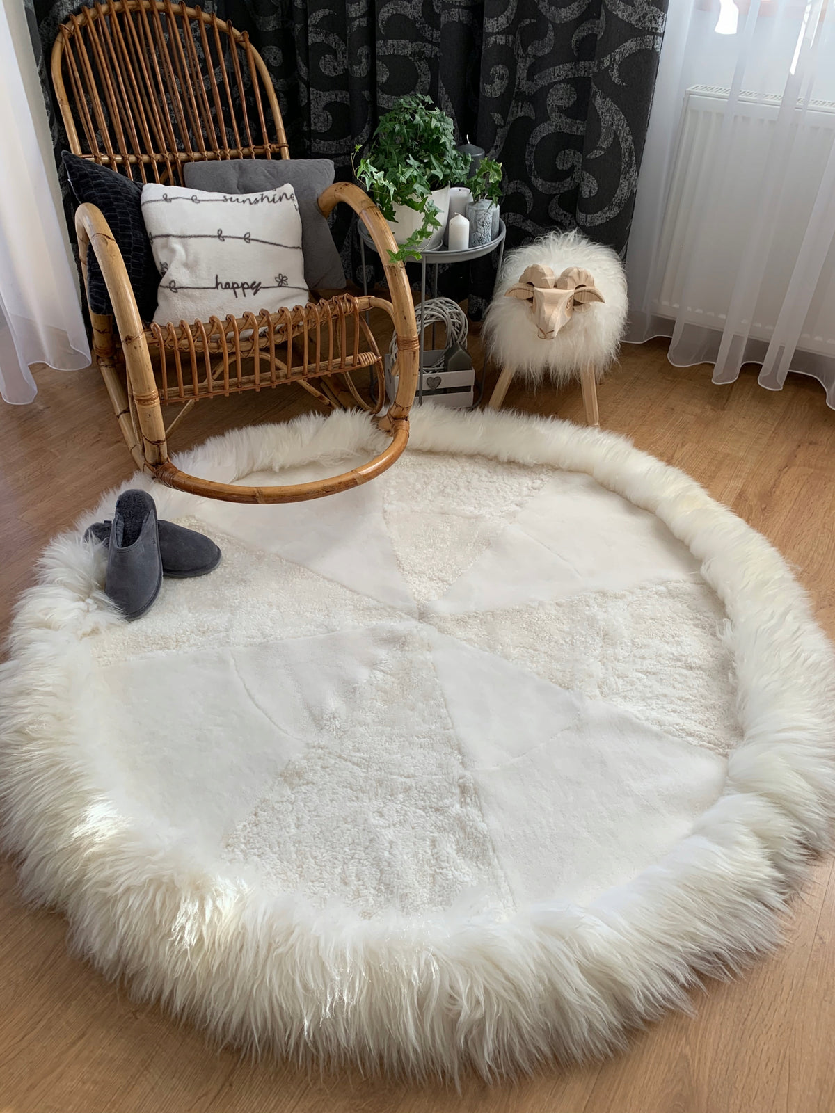 Sheepskin Decorative Sheepskin ROUND CARPET Length 120 cm