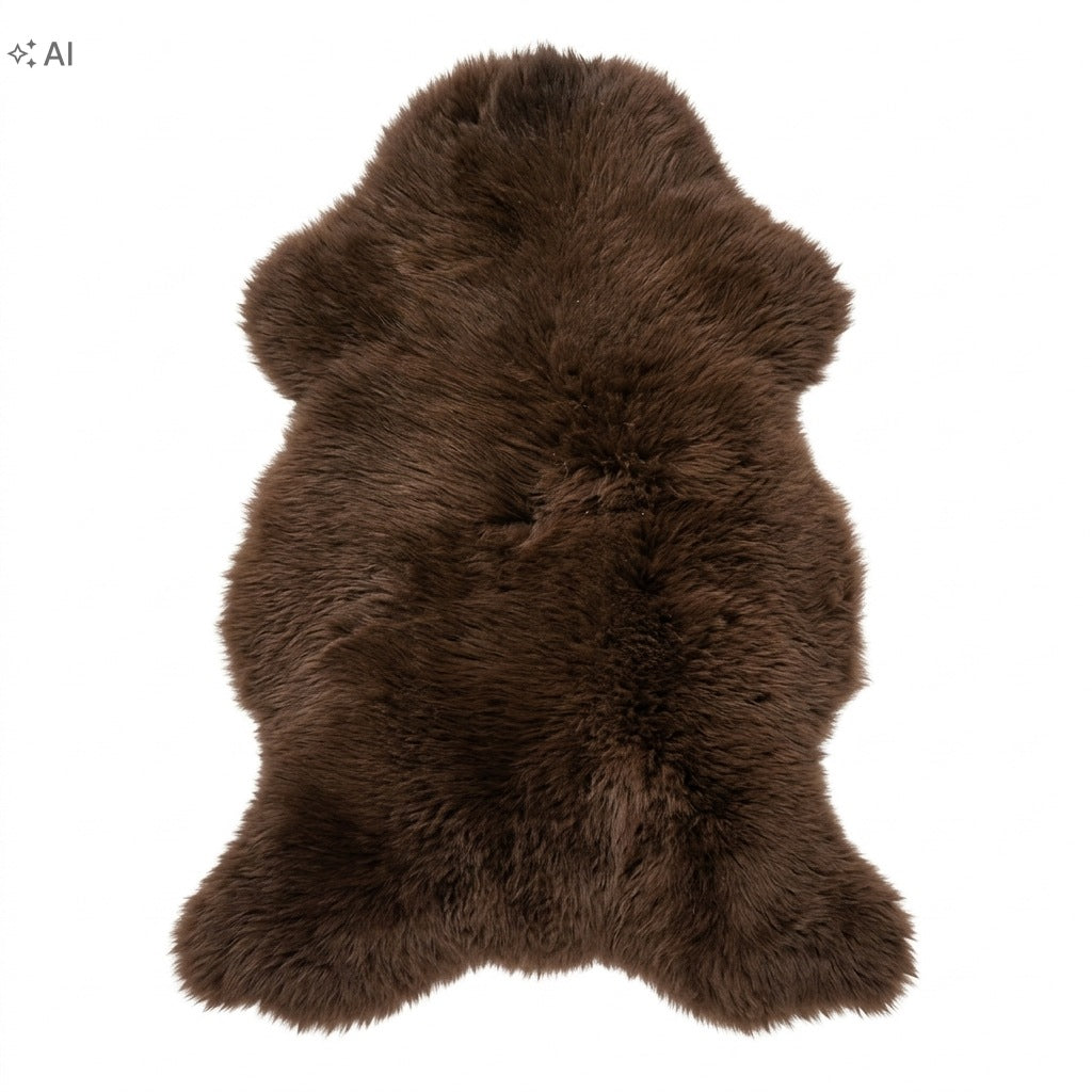 Sheepskin Natural Bedspread Brown-Chocolate Lamb 100x55cm Small