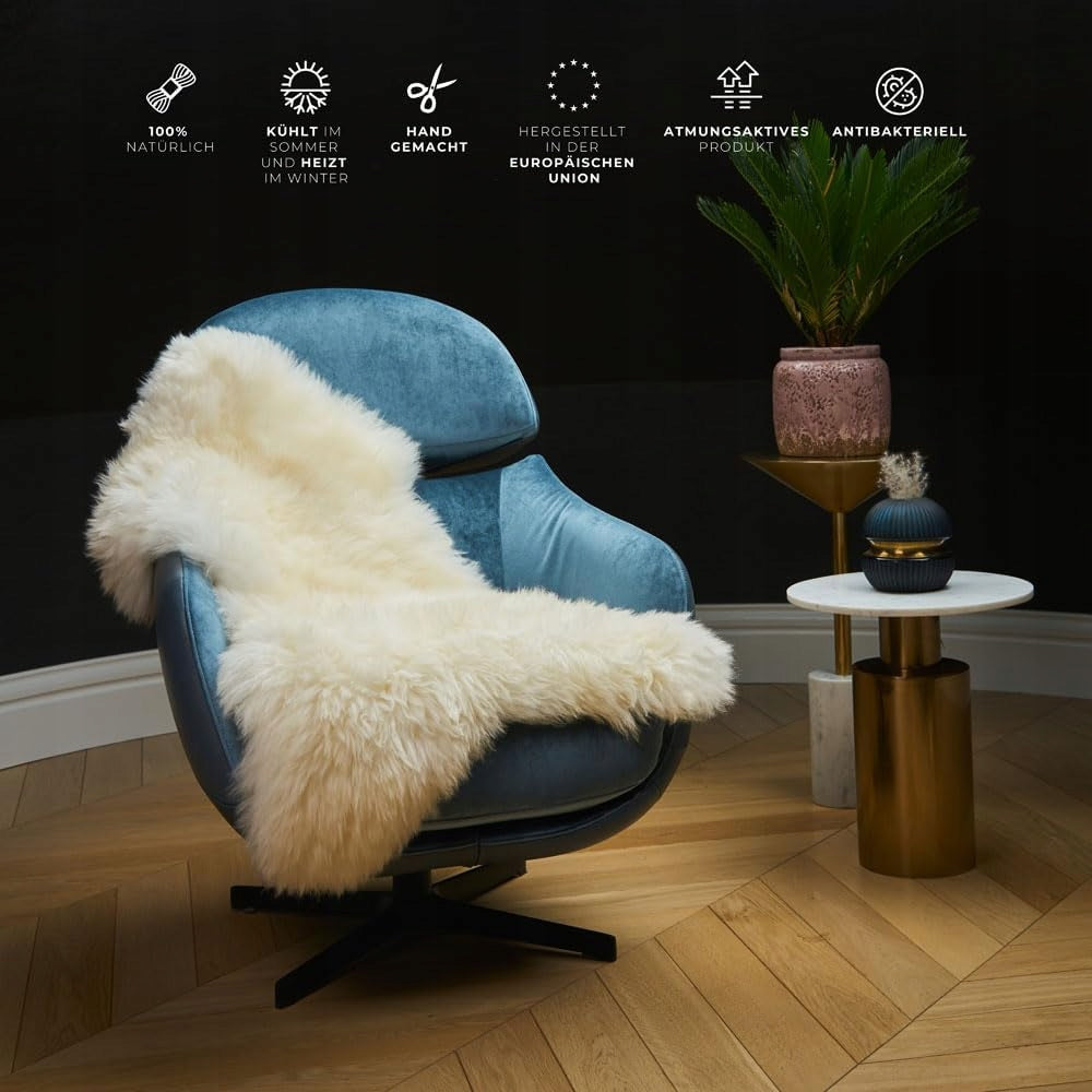 Sheepskin Rug, Genuine Leather Sheep Fur, Natural XL White Manufacturer code HL-Bialy-XL