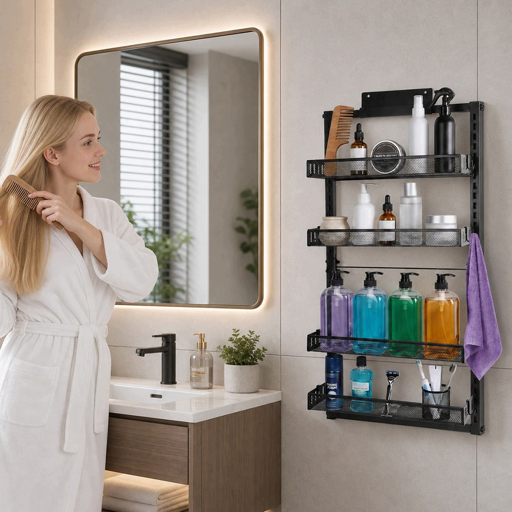 Shelf Bathroom Corner Shower Rack Hanging 4 Shelves Black Steel Manufacturer code Półka Pod Prysznic Regulowana K81