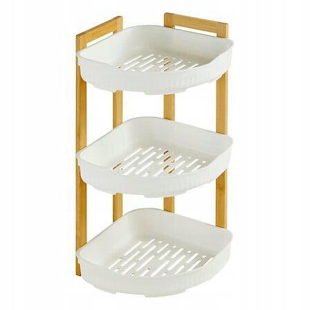 Shelf Bookcase Bathroom Corner Rack 3 Levels White Bamboo