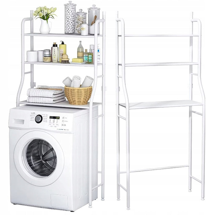 Shelf bathroom shelving unit adjustable over washing machine 3 levels standing white high