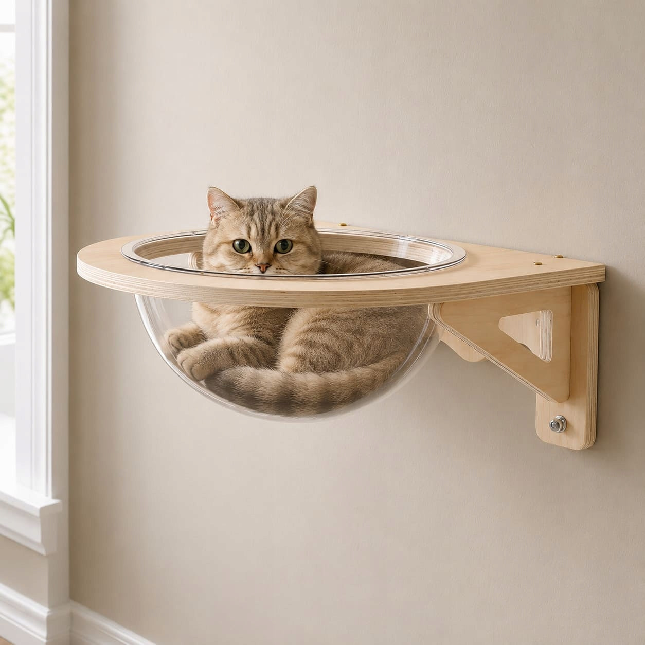 Shelf cat bed for wall Essosway Transparent capsule Product width 40 cm