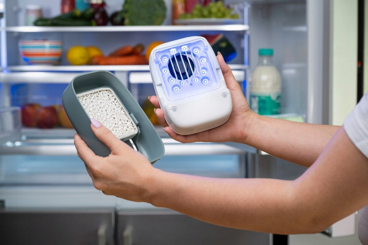 Shelfy purifier odor absorber for refrigerator smart app Dominant color white