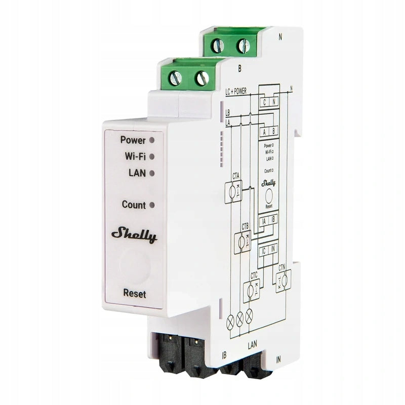 Shelly Pro 3EM 120A Energy Meter 3-Phase WiFi Bluetooth Matter DIN Packaging status original