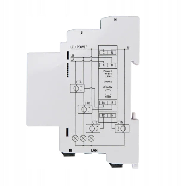 Shelly Pro 3EM 120A V2, power consumption meter, WiFi, LAN Manufacturer code 3800238073862