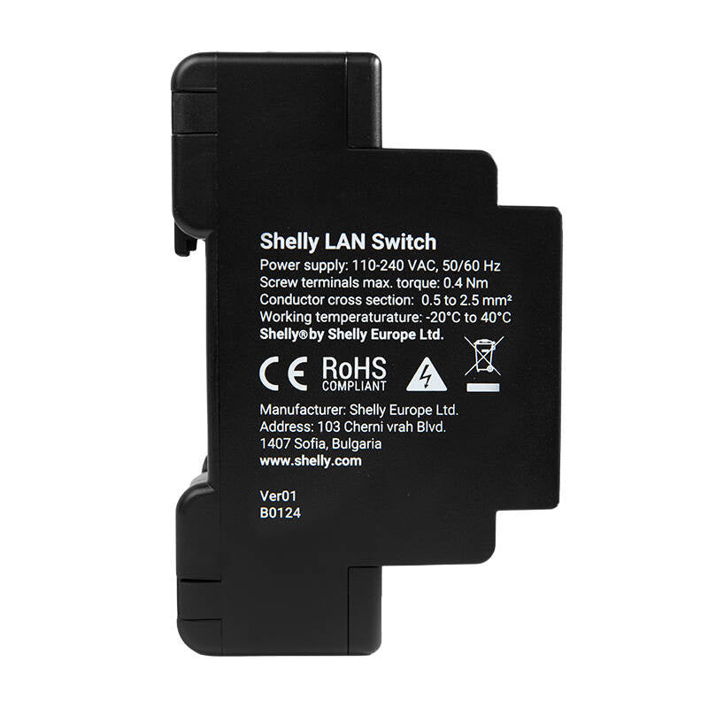 Shelly Smart Ethernet Switch with 5 RJ45 LAN Switch Ports Batteries included no