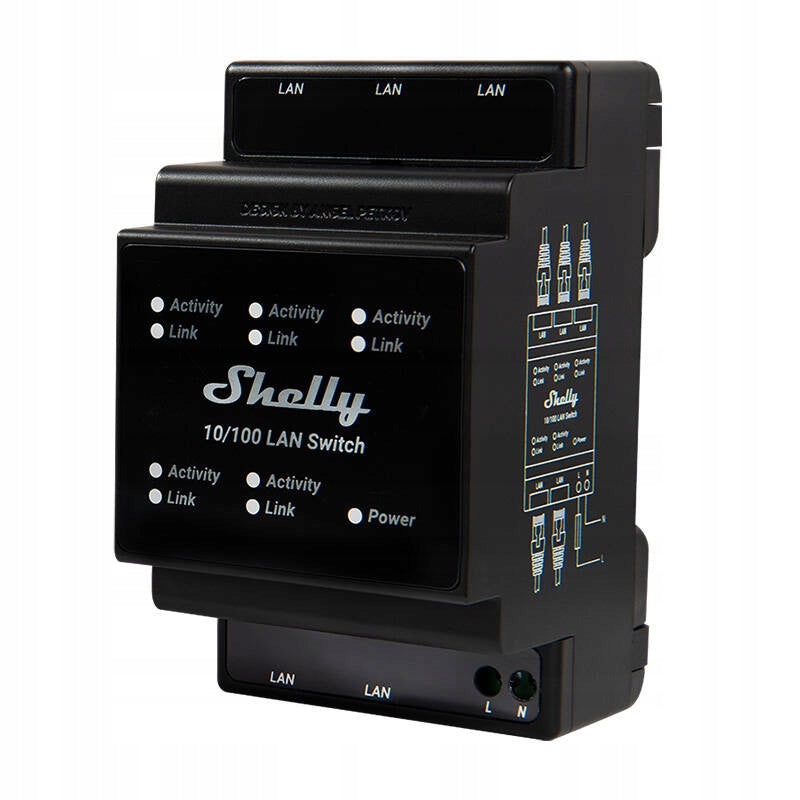 Shelly Smart Ethernet Switch with 5 RJ45 LAN Switch Ports