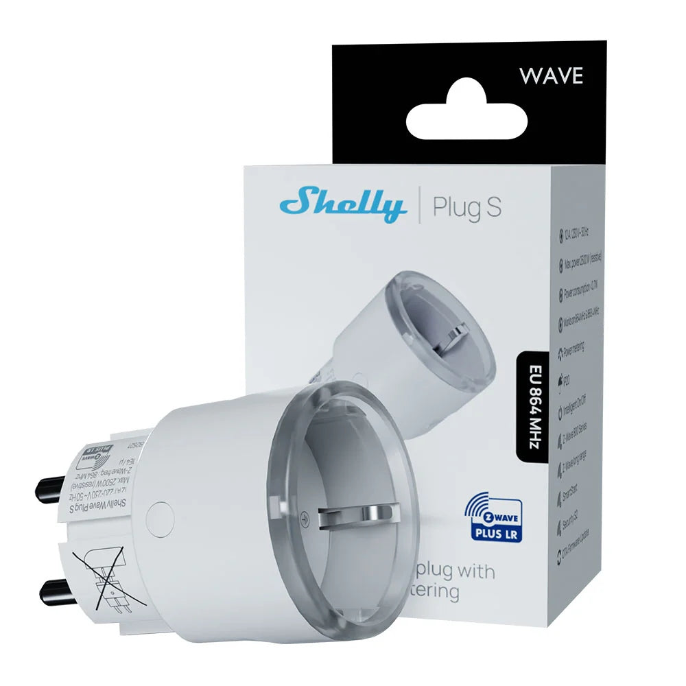 Shelly Wave Plug S LR - Smart Plug with Z-Wave Mesh Energy Measurement Packaging status original