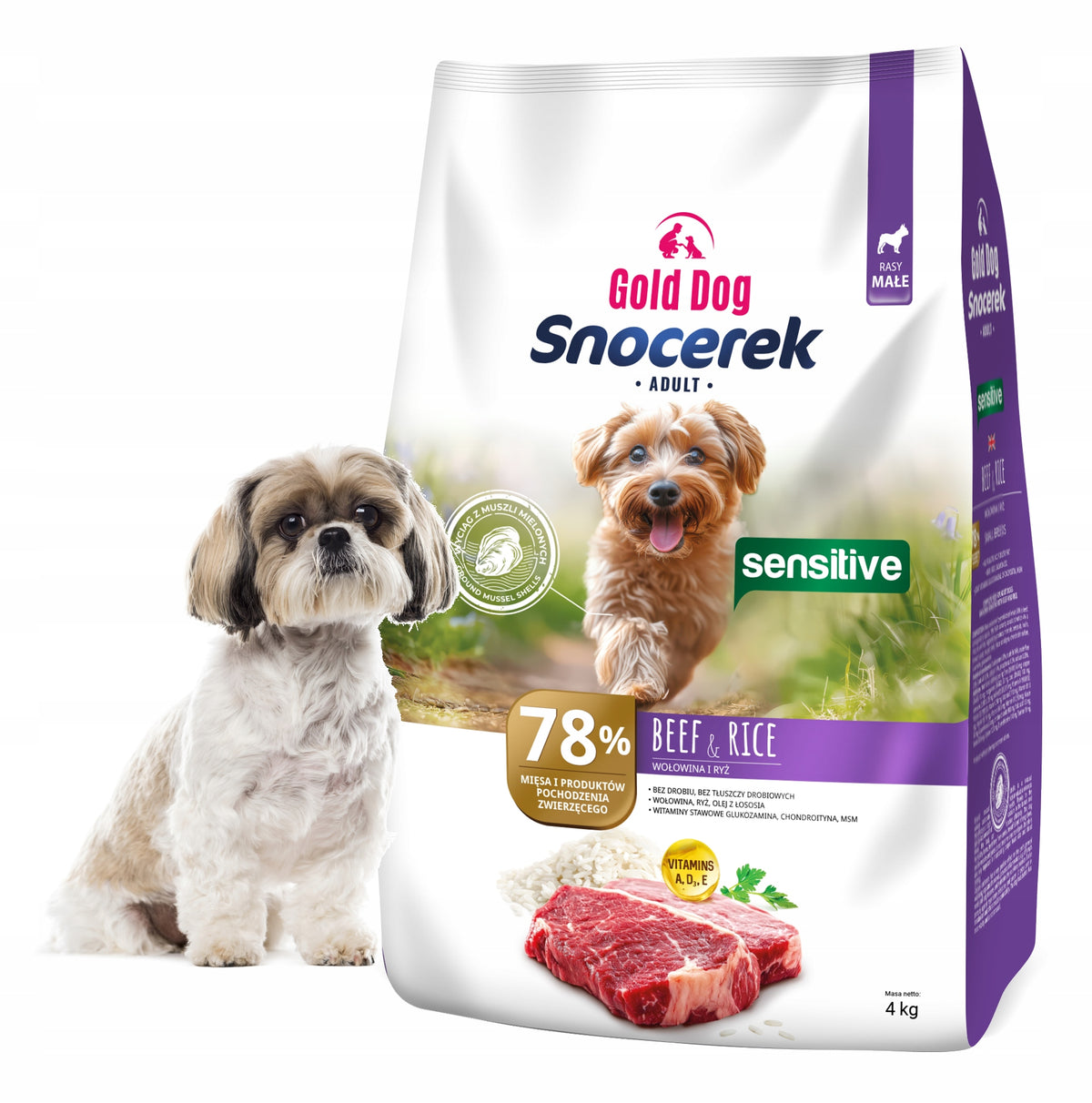 Shih tzu Gold Dog Snocerek Sensitive 4kg beef 28/16