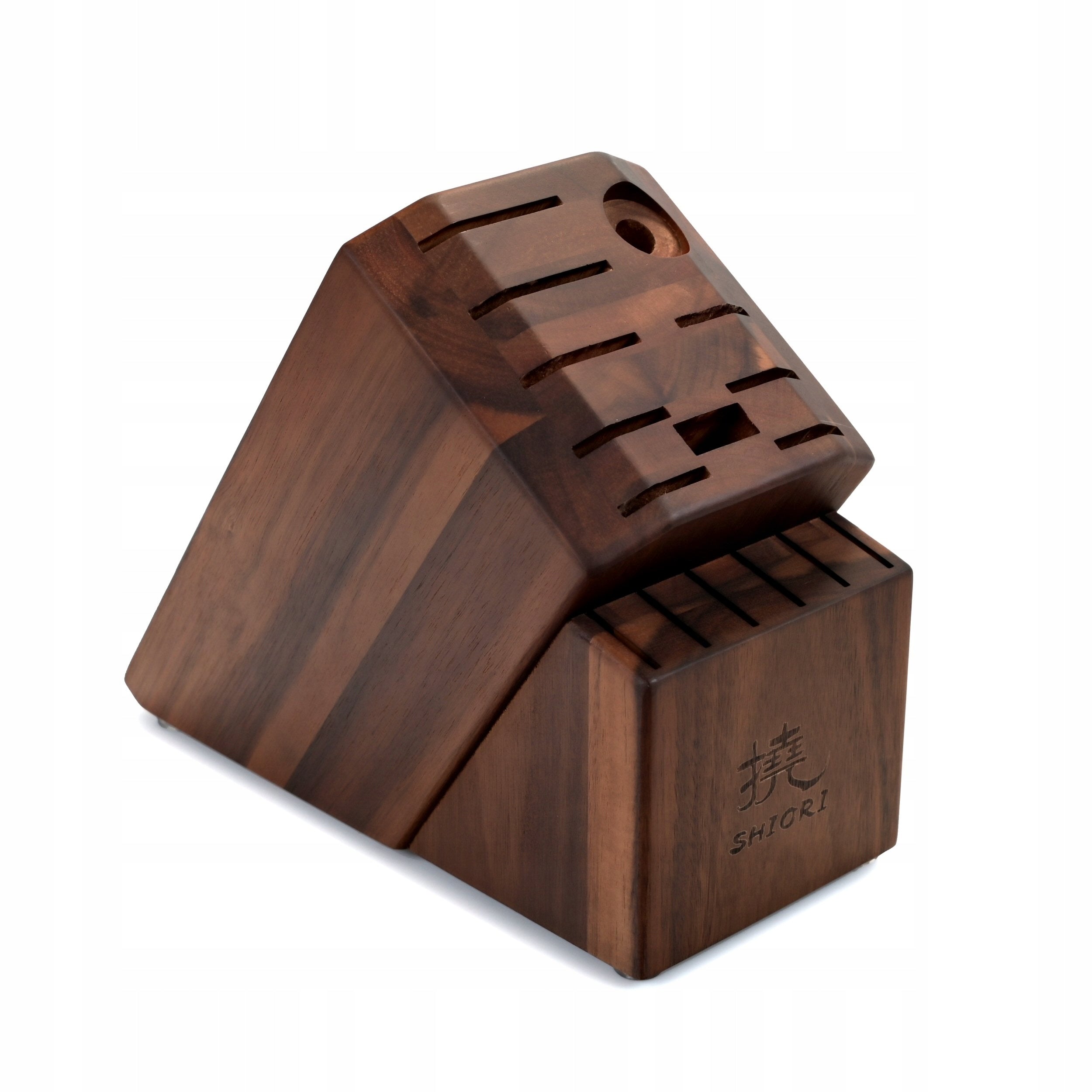 Shiori Akashia Burokku Knife Rack 16 Holes Acacia Wood